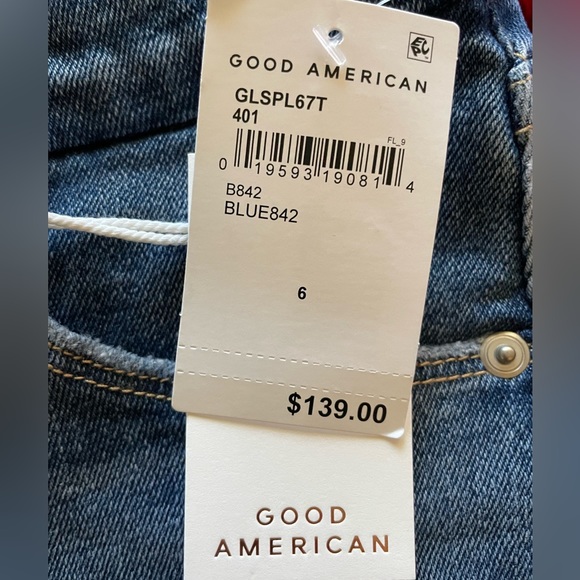 NWT Good American Skinny Blue Raw Hem Size 6 - Picture 5 of 15